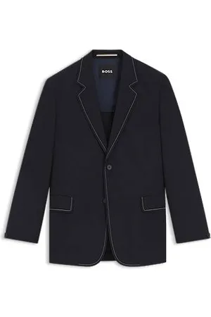 HUGO BOSS Relaxed-fit colbert van scheerwol met contraststiksels