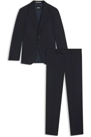 HUGO BOSS Slim-fit pak van scheerwol, katoen en stretch