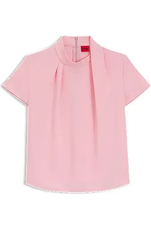 HUGO BOSS Top van crêpe met gedrapeerde hoge halslijn