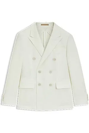HUGO BOSS Slim-fit blazer van gemêleerde katoen en kasjmier