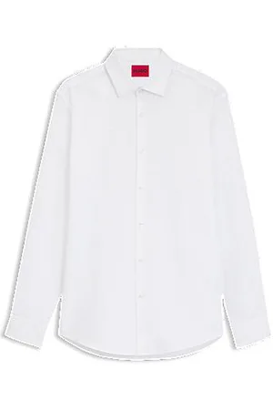HUGO BOSS Slim-fit overhemd van katoen met logojacquard