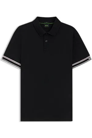 HUGO BOSS Slim-fit polo van katoen met gestreepte mouwboorden