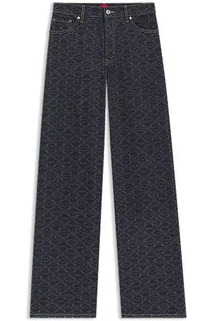 HUGO BOSS Jeans met superbrede pijpen van denim met monogramlaserprint
