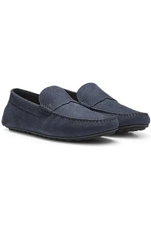 HUGO BOSS Loafers van nubuckleer met doorlopende zool