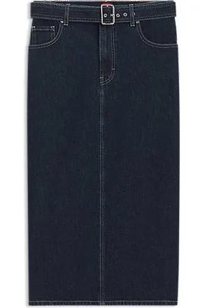 HUGO BOSS Midirok van denim met riem met gesp