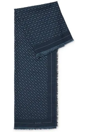 HUGO BOSS Sjaal in een monogramjacquard van modal met wol