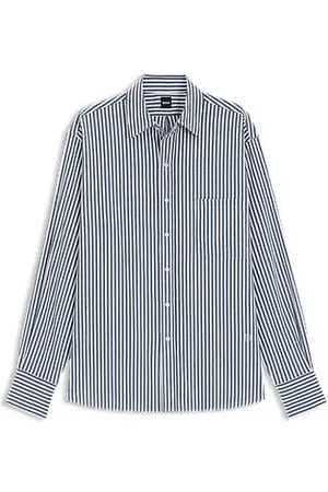 HUGO BOSS Blouse van een katoenmix met verticale strepen