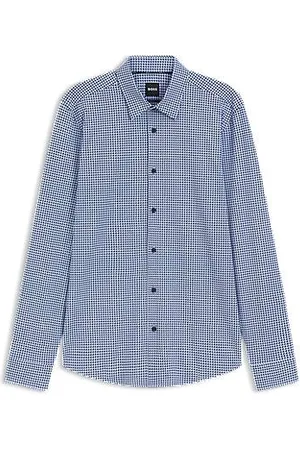 HUGO BOSS Slim-fit overhemd van een katoenmix met bloemenprint