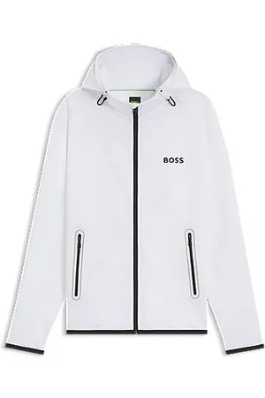 HUGO BOSS Hoodie van actieve stretchgabardine met rits en thermoregulerende technologie