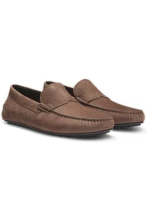 HUGO BOSS Loafers van nubuckleer met doorlopende zool