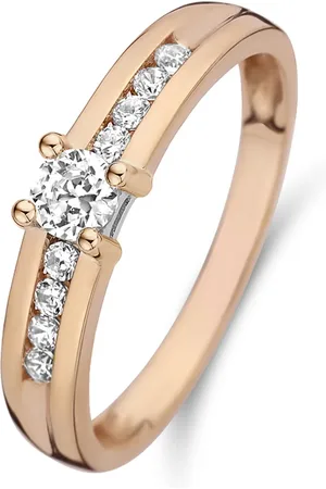 Isabel Bernard La Concorde Estee 14 karaat rosé gouden ring met zirkonia steentjes voor dames