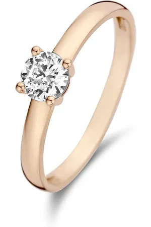 Isabel Bernard La Concorde Soleil 14 karaat rosé gouden ring met zirkonia steentje voor dames