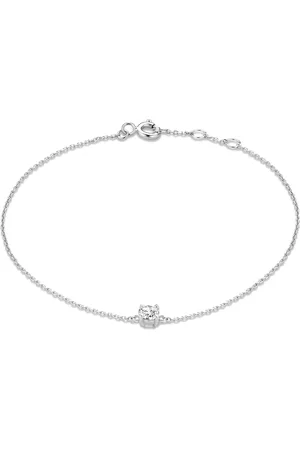 Isabel Bernard Saint Germain Faïs 14 karaat witgouden armband met zirkonia steentje voor dames