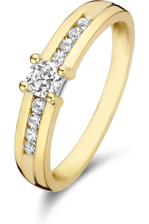 Isabel Bernard Le Marais Estee 14 karaat gouden ring met zirkonia steentjes voor dames