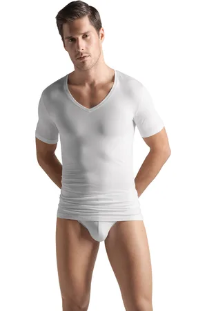 Hanro Heren Ondergoed Cotton Superior Shirt V/H s/slv 073089
