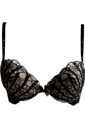 Ambra Lingerie Black Swan Oil push BH zwart met bandjes en kant