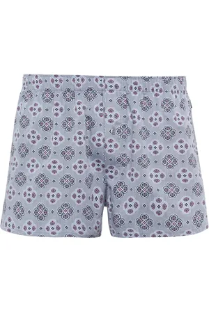 Hanro Fancy Woven Boxershorts Heren - Grijs Ornament Dessin (074015)
