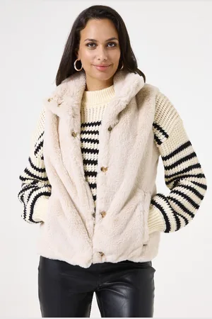 Garcia Faux fur gilet beige