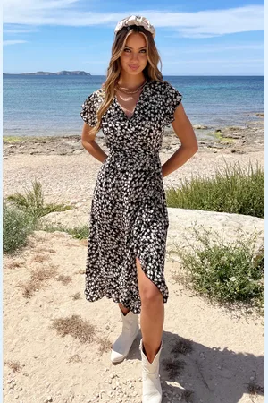 Jurkjes Midi Jurk Floral Jenny Taupe