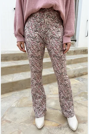 Jurkjes Janine Flared Broek Flower Creme Roze