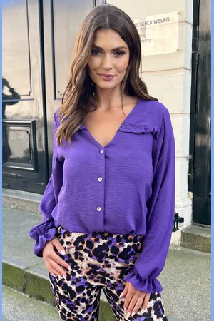 Jurkjes Pofmouwen Blouse Met Ruffle Demi Dark Purple
