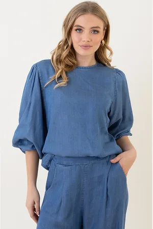 Jurkjes Pofmouw Denim Blouse Rosan