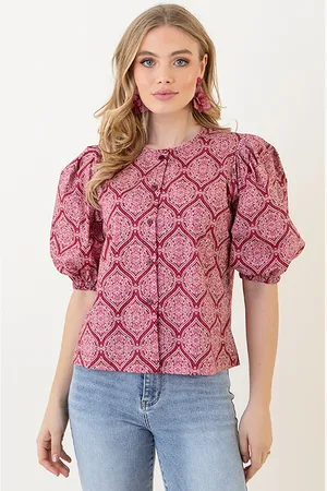 Jurkjes Katoenen Puff Sleeve Blouse Ines Wine