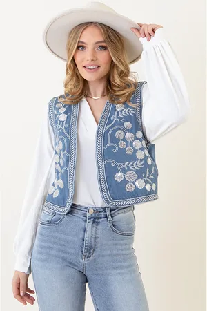Jurkjes Pailletten Gilet Flower Nicky Denim
