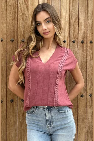 Jurkjes Detailed V-Hals Top Rosie Dust