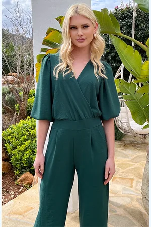 Jurkjes Dubai Jumpsuit V-Hals Elsa Emerald