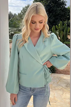 Jurkjes Pofmouwen Wrap Blazer Long Sleeve Zaya Mint