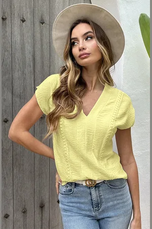 Jurkjes Detailed V-Hals Top Rosie Butter Yellow
