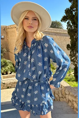 Jurkjes Bloemen Ruffle Blouse Noortje Denim