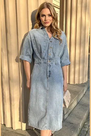 Jurkjes Denim jurk met split