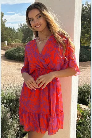 Jurkjes V-Hals Print Dress Marrit Lila