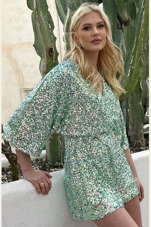 Jurkjes Pailletten Playsuit Mint