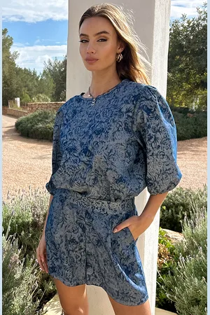 Jurkjes Co-ord Floral Denim Blue