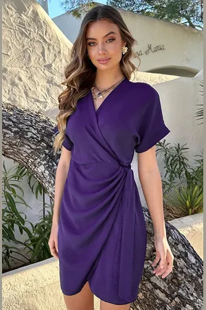 Jurkjes Wrap Jurk Fenna Dark Purple