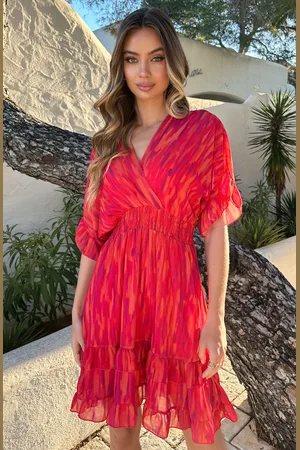 Jurkjes V-hals Print Dress Marrit On Fire