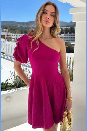 Jurkjes One Shoulder Jurk Raspberry