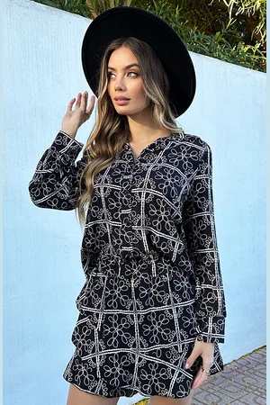 Jurkjes Blouse Met Details Djedi Flower Black
