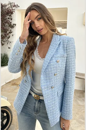 Jurkjes Elegant Boucle Blazer Taylor Light Blue
