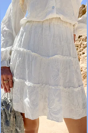 Jurkjes Floral Rok Met Ruffle Ecru
