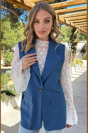 Jurkjes Denim Gilet Met Zakken Manon