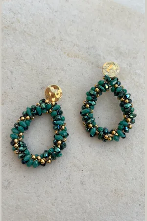 Jurkjes Luxury Beads Oorbellen Yara Goud Emerald