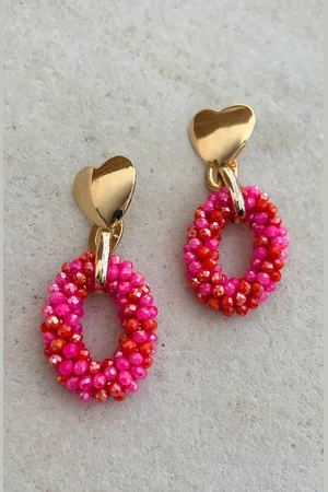 Jurkjes Loving Beads Oorbellen Janina Fuchsia
