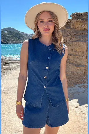 Jurkjes Button Denim Gilet