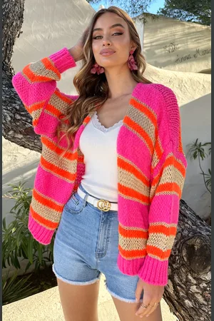 Jurkjes Oversized Cardigan Neon Fuchsia Oranje