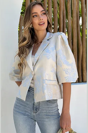 Jurkjes Romantic Jacquard Blazer Baby Blue