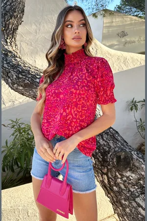 Jurkjes Lynn Top Print Fuchsia Koraal